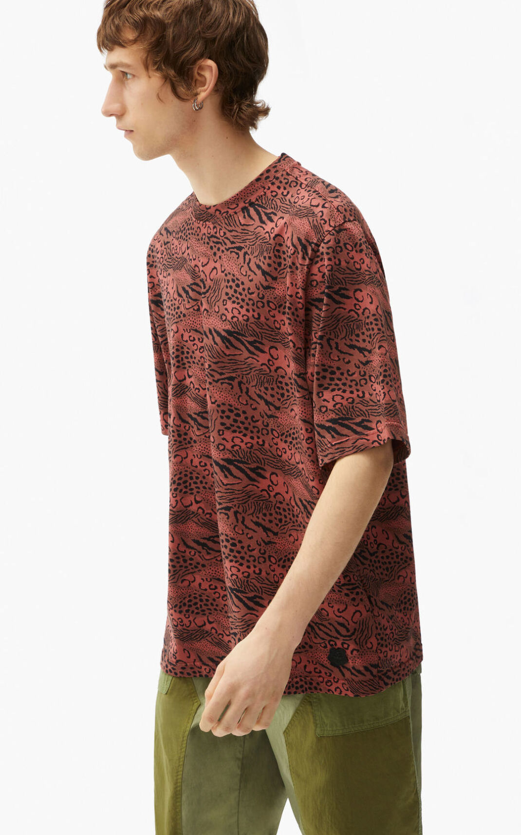 Kenzo Leopard T Shirt Dark Rose For Mens 6093UOXHW